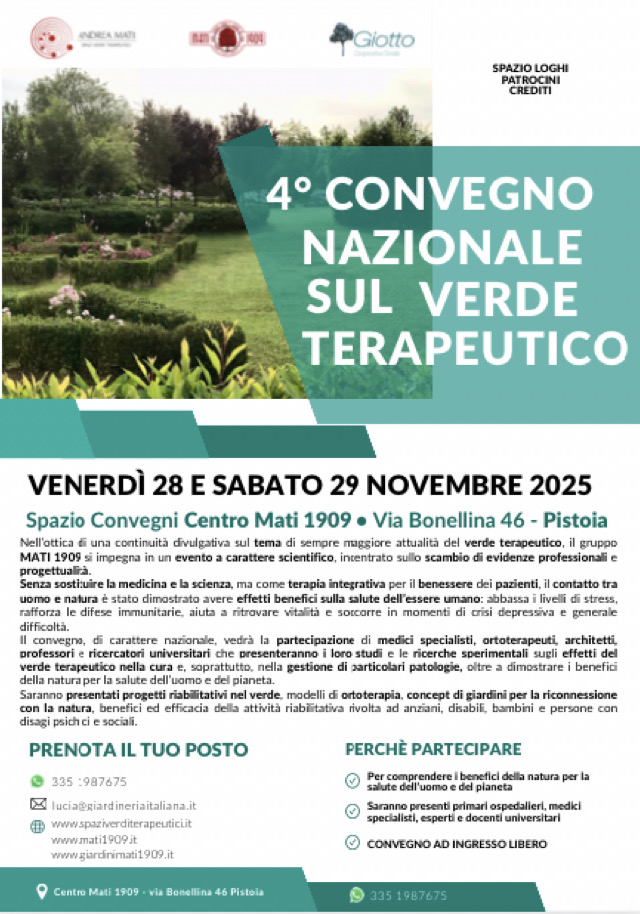 Verde Terapeutico: Scienza e progettazione al IV Convegno nazionale di Pistoia Verde Terapeutico: Scienza e progettazione al IV Convegno nazionale di Pistoia