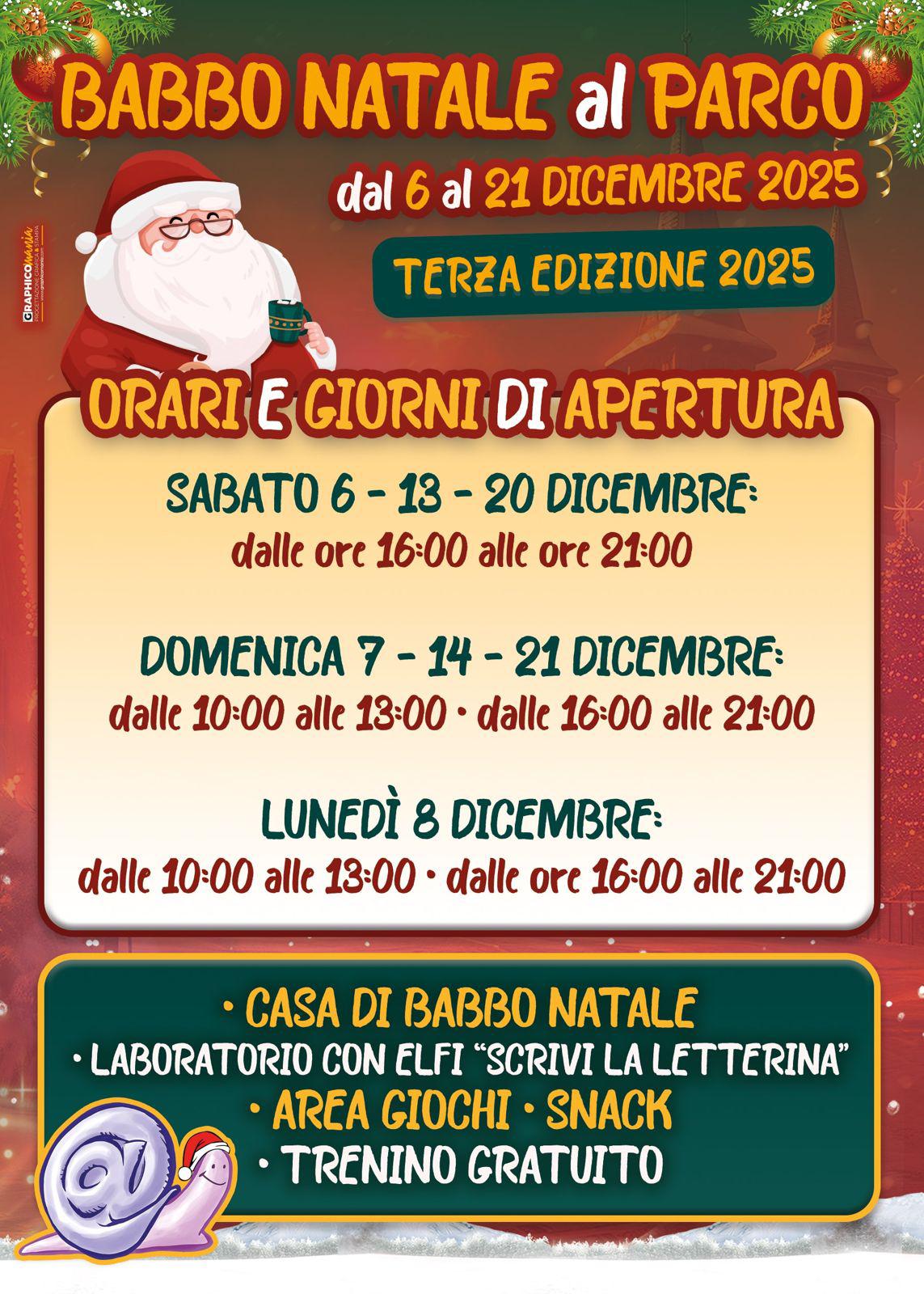 Il Natale a Casalnuovo si accende con Babbo Natale al Parco